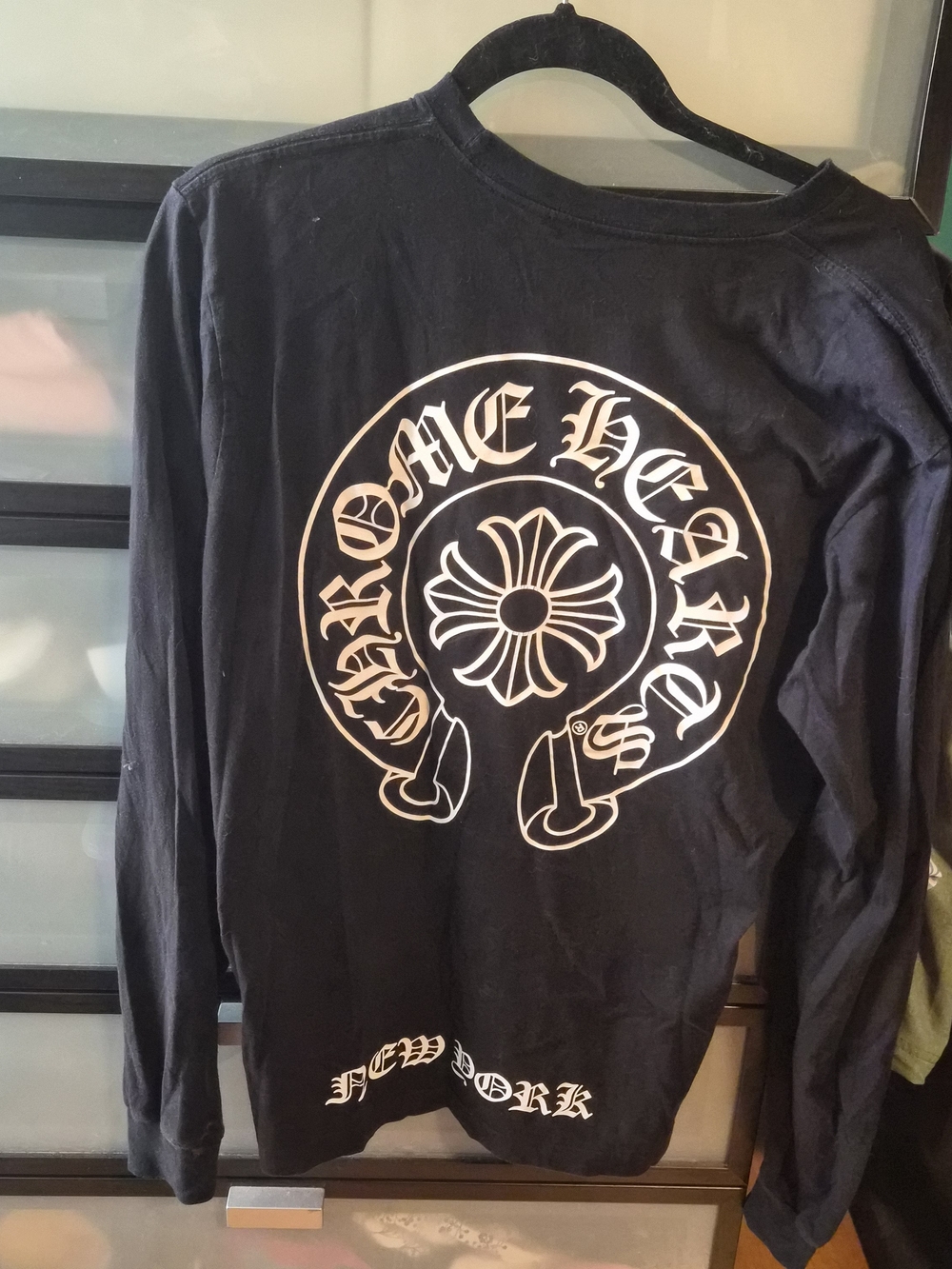 Chrome Hearts Black Long Sleeve Tee with White Back Logo